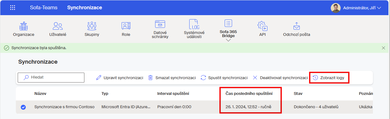 synchro zobrazit logy