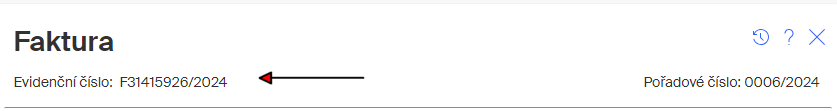 evidencni cislo faktury